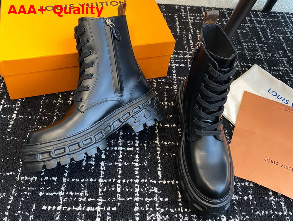 LV Record Ranger Boot in Black Glazed Calf Leather 1AC9H0 Replica