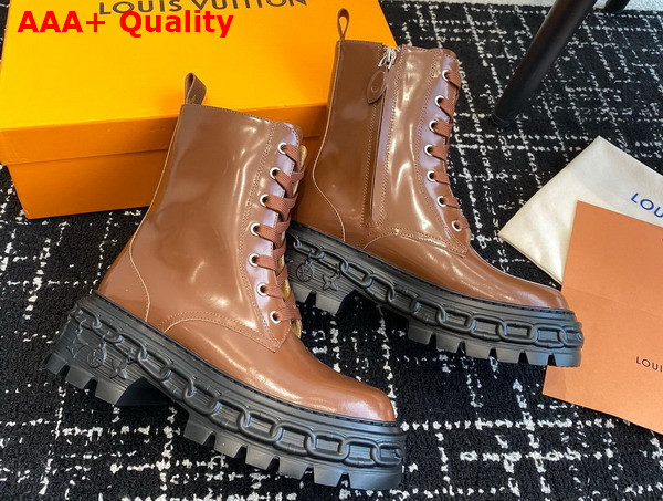 LV Record Ranger Boot in Cognac Glazed Calf Leather Replica