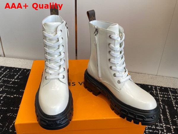 LV Record Ranger Boot in White Glazed Calf Leather Replica