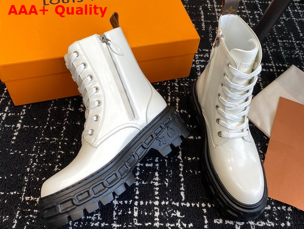 LV Record Ranger Boot in White Glazed Calf Leather Replica