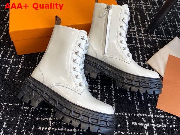 LV Record Ranger Boot in White Glazed Calf Leather Replica