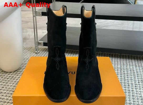 LV Rider Boot in Black Suede Calf Leather 1AD7P2 Replica