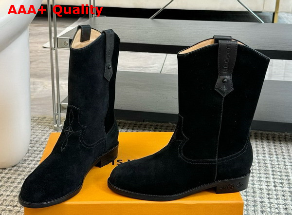 LV Rider Boot in Black Suede Calf Leather 1AD7P2 Replica