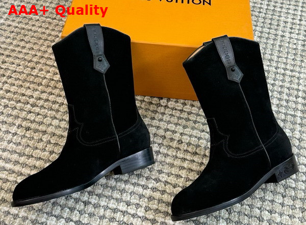 LV Rider Boot in Black Suede Calf Leather 1AD7P2 Replica