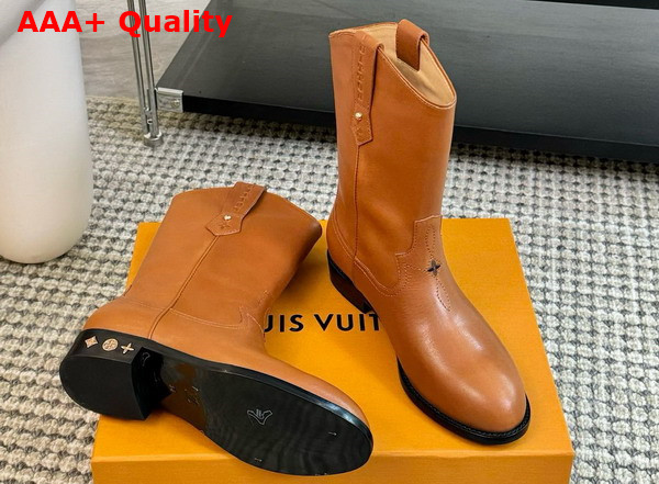 LV Rider Boot in Cognac Calf Leather Replica