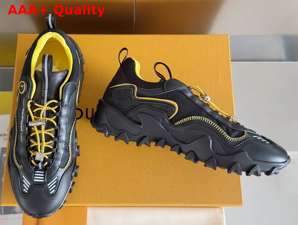 LV Rush Sneaker Black and Yellow Nylon Mesh 1ACXLM Replica