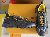 LV Rush Sneaker Black and Yellow Nylon Mesh 1ACXLM Replica