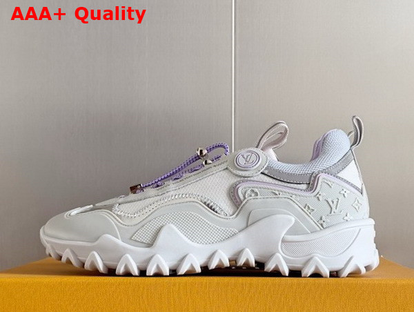 LV Rush Sneaker in White and Lilac Nylon Mesh Replica