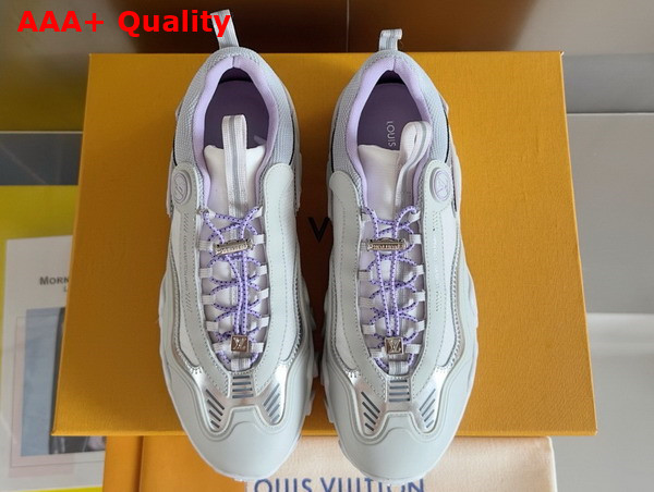 LV Rush Sneaker in White and Lilac Nylon Mesh Replica