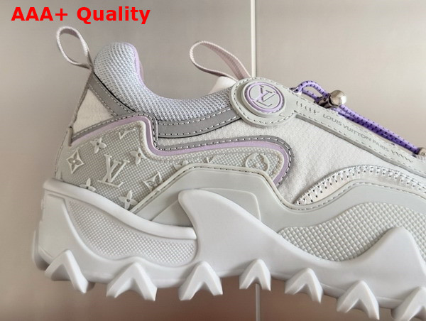 LV Rush Sneaker in White and Lilac Nylon Mesh Replica