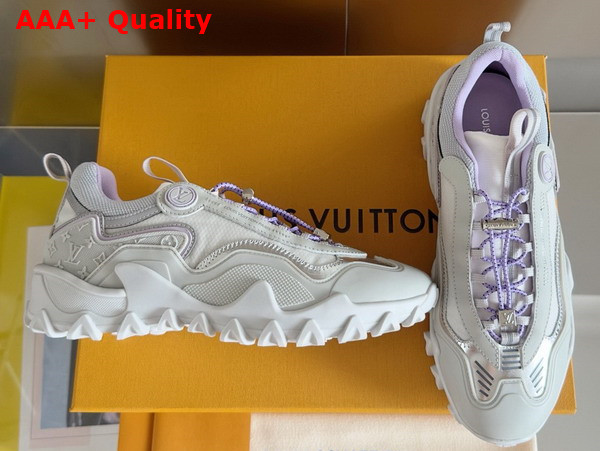 LV Rush Sneaker in White and Lilac Nylon Mesh Replica