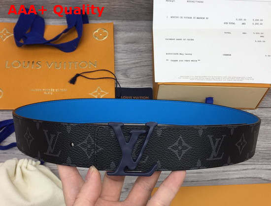 LV Shape 40mm Reversible Belt Monogram Eclipse Blue MP251V Replica