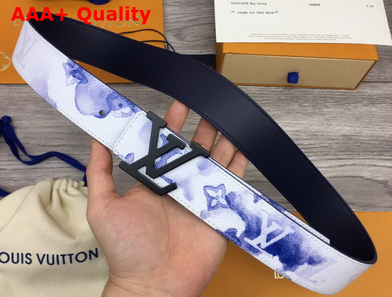 LV Shape 40mm Reversible Belt Watercolor Blue Monogram Canvas Strap M0358V Replica