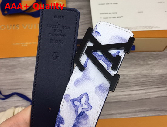 LV Shape 40mm Reversible Belt Watercolor Blue Monogram Canvas Strap M0358V Replica