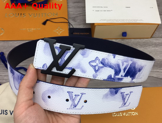 LV Shape 40mm Reversible Belt Watercolor Blue Monogram Canvas Strap M0358V Replica