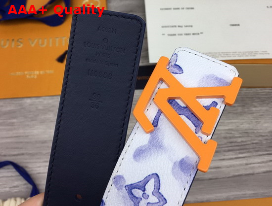 LV Shape 40mm Reversible Belt Watercolor Blue Monogram Canvas Strap M0358V Replica