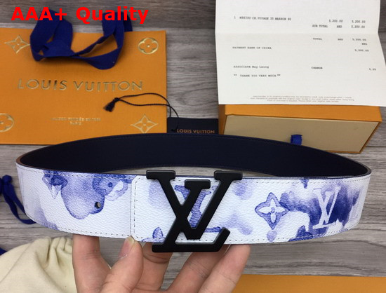 LV Shape 40mm Reversible Belt Watercolor Blue Monogram Canvas Strap M0358V Replica