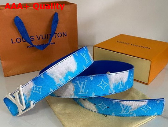 LV Shape 40mm Reversible Clouds Belt White and Blue MP261V Replica