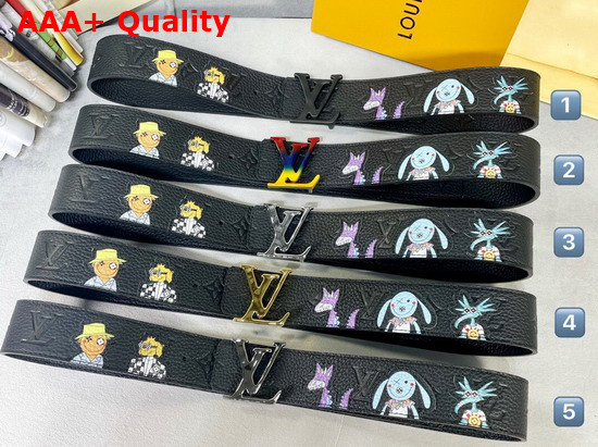 LV Shape 40mm Reversible Taurillon Puppets Belt Black MP293S Replica