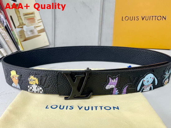 LV Shape 40mm Reversible Taurillon Puppets Belt Black MP293S Replica