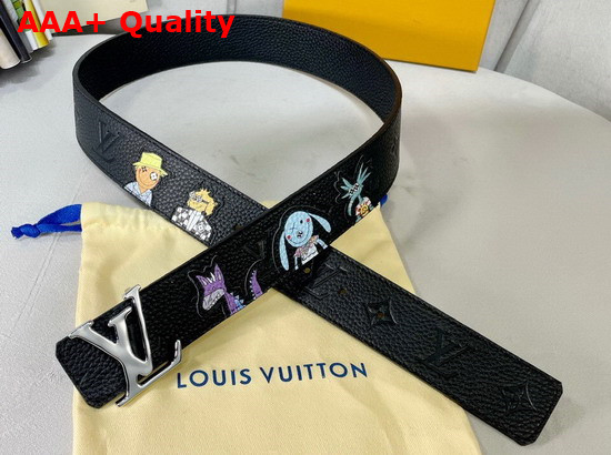 LV Shape 40mm Reversible Taurillon Puppets Belt Black MP293S Replica