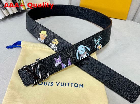 LV Shape 40mm Reversible Taurillon Puppets Belt Black MP293S Replica