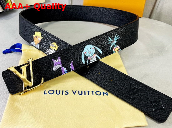 LV Shape 40mm Reversible Taurillon Puppets Belt Black MP293S Replica