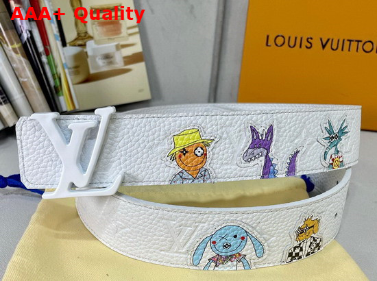 LV Shape 40mm Reversible Taurillon Puppets Belt White Matte MP292S Replica