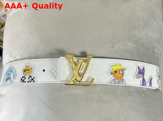 LV Shape 40mm Reversible Taurillon Puppets Belt White Matte MP292S Replica