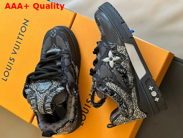 LV Skate Sneaker Black Swarovski Crystals and Monogram Denim 1ABMHV Replica