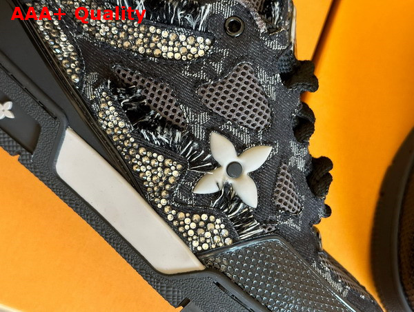 LV Skate Sneaker Black Swarovski Crystals and Monogram Denim 1ABMHV Replica