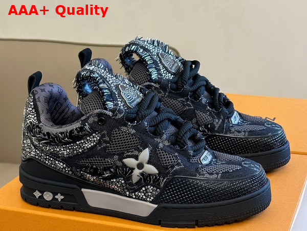 LV Skate Sneaker Black Swarovski Crystals and Monogram Denim 1ABMHV Replica