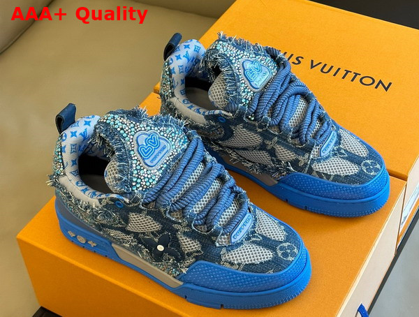 LV Skate Sneaker Blue Swarovski Crystals and Monogram Denim 1ABMHB Replica