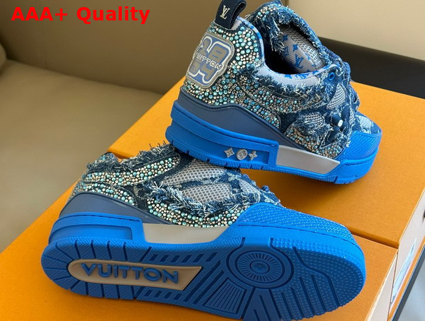 LV Skate Sneaker Blue Swarovski Crystals and Monogram Denim 1ABMHB Replica