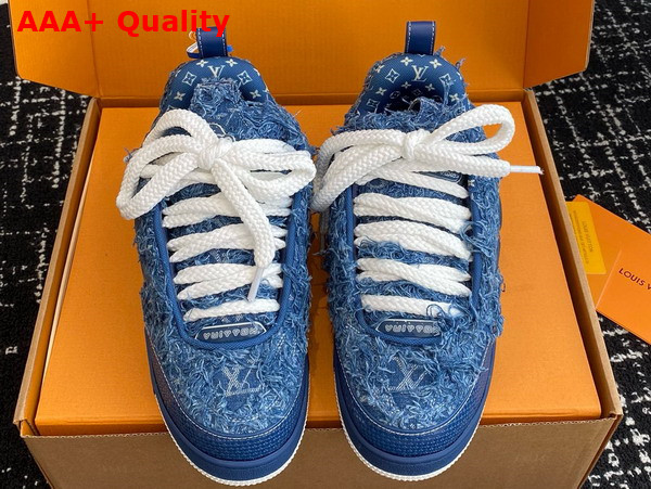 LV Skate Sneaker in Blue Frayed Monogram Denim 1ACVJA Replica