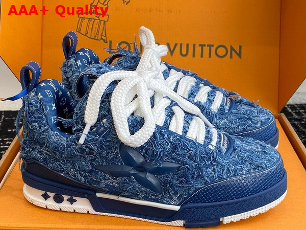 LV Skate Sneaker in Blue Frayed Monogram Denim 1ACVJA Replica