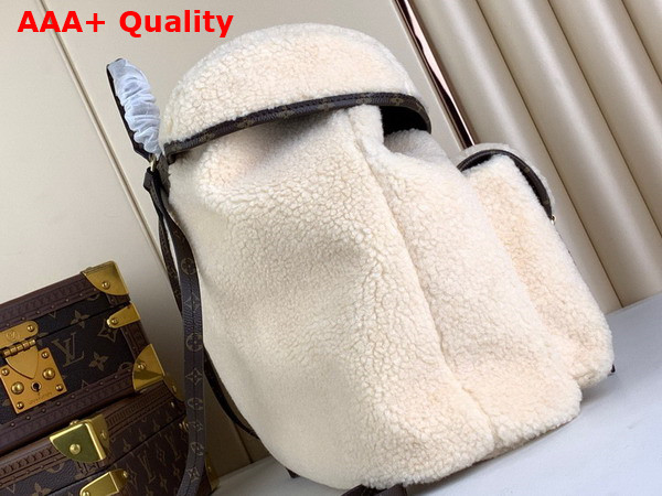 LV Ski Backpack in Cream and Brown Shearling M23384 Replica