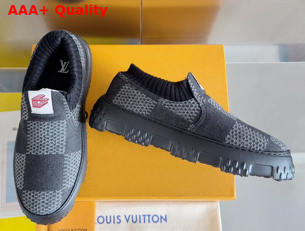 LV Space Lander Slip On Sneaerk in Black Damier Denim 1ACVQD Replica