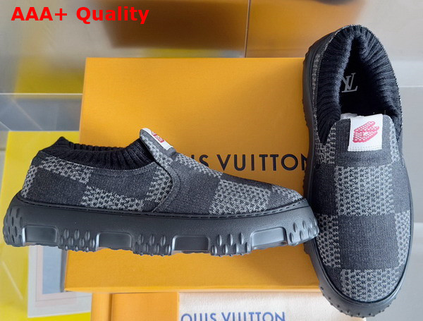 LV Space Lander Slip On Sneaerk in Black Damier Denim 1ACVQD Replica