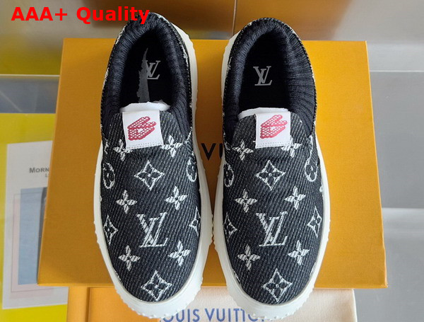 LV Space Lander Slip On Sneaerk in Black Monogram Denim Replica