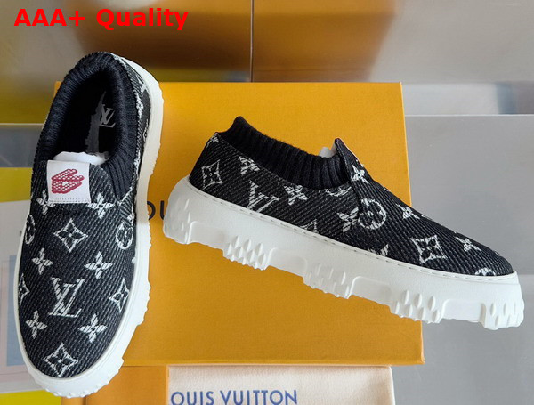 LV Space Lander Slip On Sneaerk in Black Monogram Denim Replica