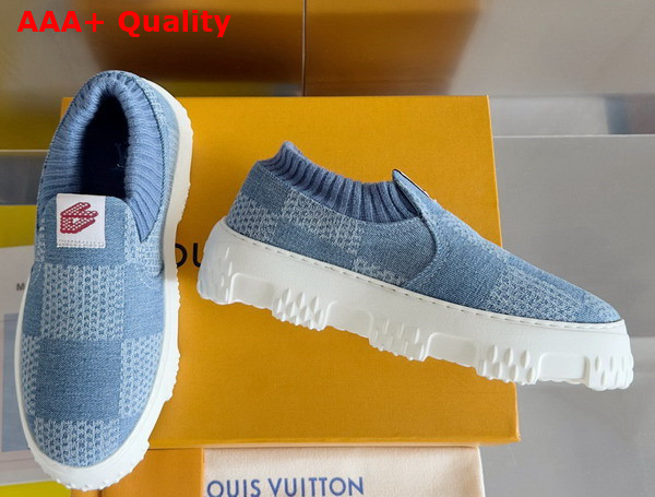 LV Space Lander Slip On Sneaerk in Blue Damier Denim 1ACVPW Replica