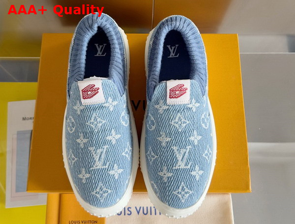 LV Space Lander Slip On Sneaerk in Blue Monogram Denim Replica