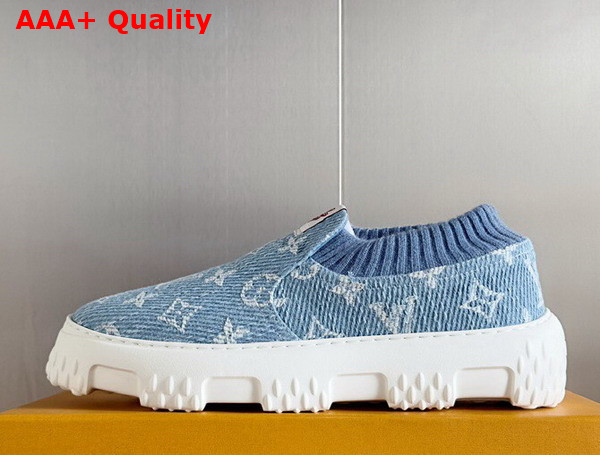 LV Space Lander Slip On Sneaerk in Blue Monogram Denim Replica