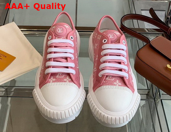 LV Squad Sneaker Rose Clair Pink Monogram Denim 1A9S0T Replica