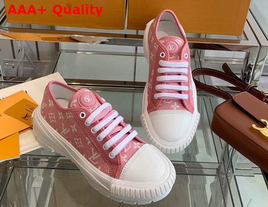 LV Squad Sneaker Rose Clair Pink Monogram Denim 1A9S0T Replica