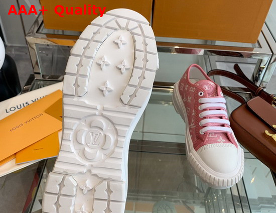 LV Squad Sneaker Rose Clair Pink Monogram Denim 1A9S0T Replica