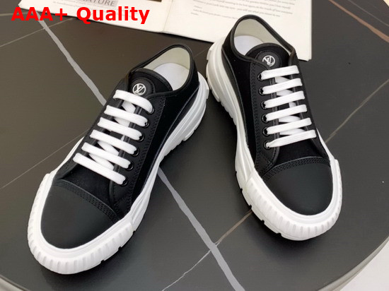 LV Squad Sneaker in Black Cotton Canvas with Calf Leather Trim 1A941O Replica