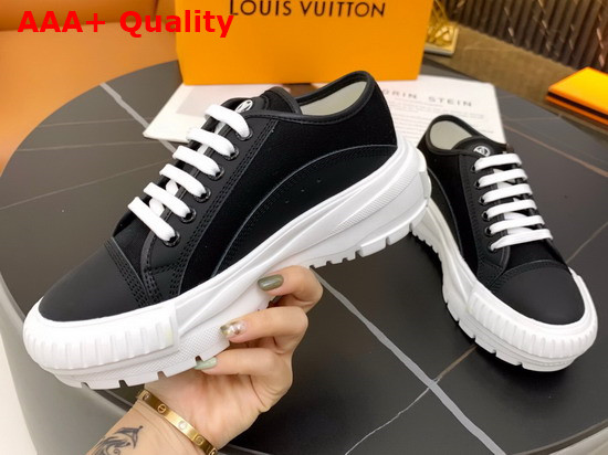 LV Squad Sneaker in Black Cotton Canvas with Calf Leather Trim 1A941O Replica