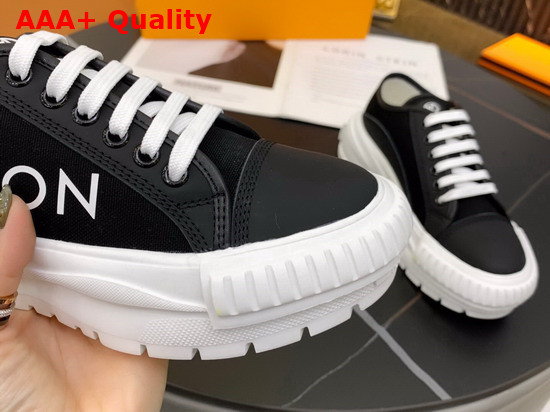 LV Squad Sneaker in Black Cotton Canvas with Calf Leather Trim 1A941O Replica